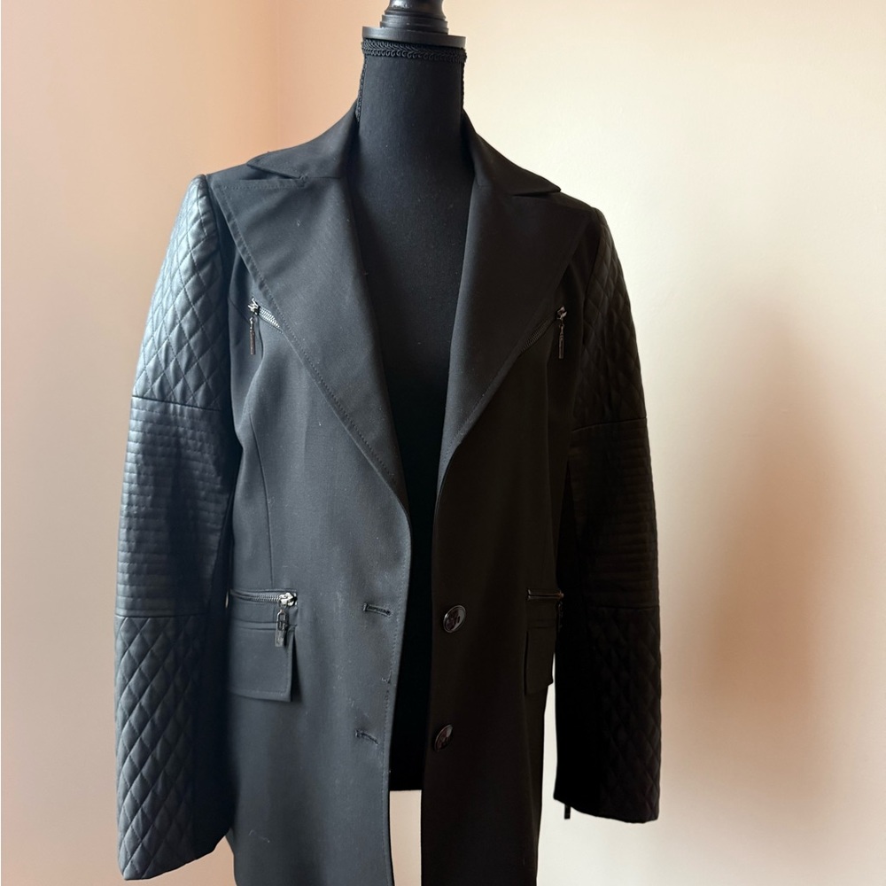 Black Asymmetrical Blazer with Unique Textures